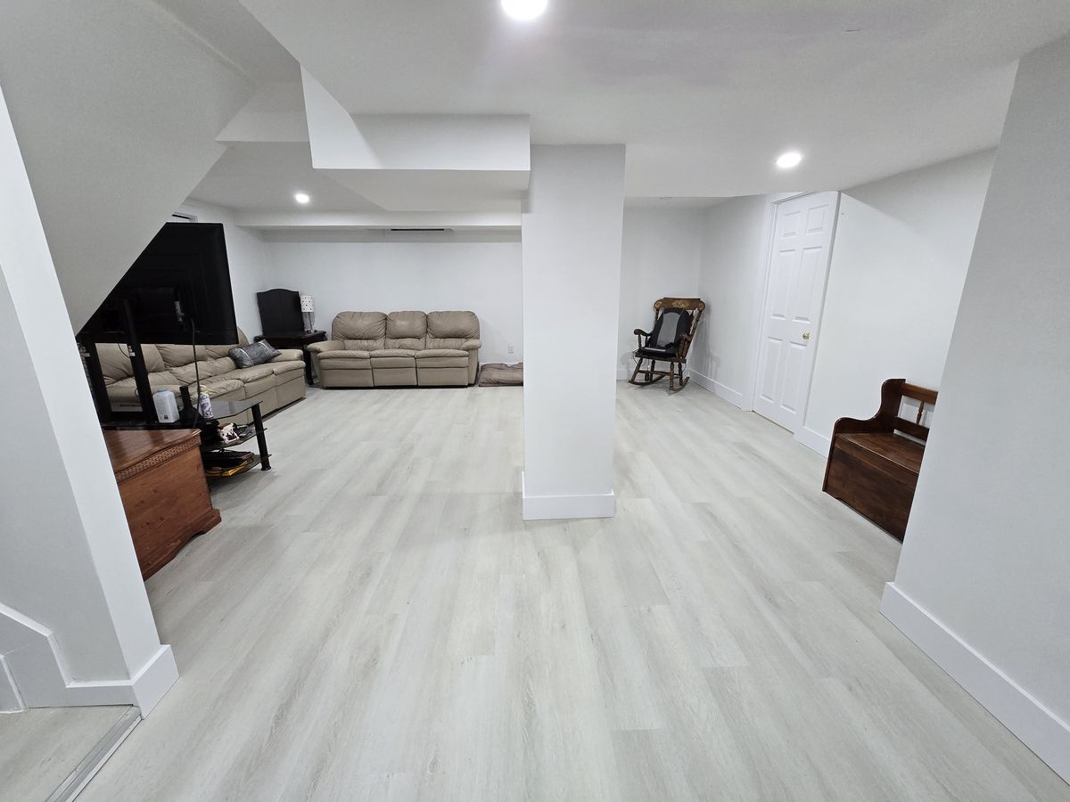 Finished basement living area